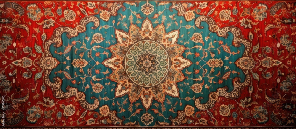 Aufkleber Top view of a carpet with a beautiful pattern providing ample copy space for accompanying text