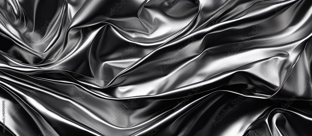 Poster A crumpled foil creates a black and white abstract background with a silver effect making it an ideal copy space image