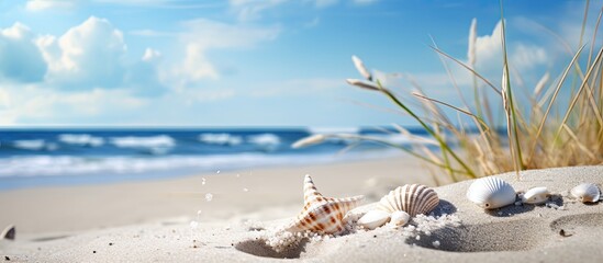 In the summer the beach sand dune and shell fragments create a picturesque landscape with ample copy space for images