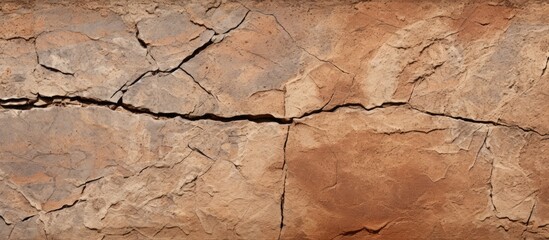 Close up photo of an ancient clay wall fragment with visible cracks providing a textured surface The image contains ample copy space