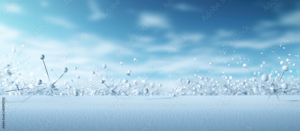 Aufkleber a wintry backdrop with space for text or lettering showcasing needles scattered amidst the snow. cre