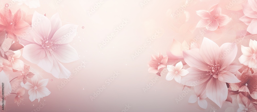 Poster The backdrop features a delicate floral pattern that is illuminated by a gentle light creating an ideal area for adding text Ample space is reserved for showcasing additional content in this banner i
