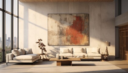 Modern inviting Art Living Room Mockup, living room interior poster frame mockup 