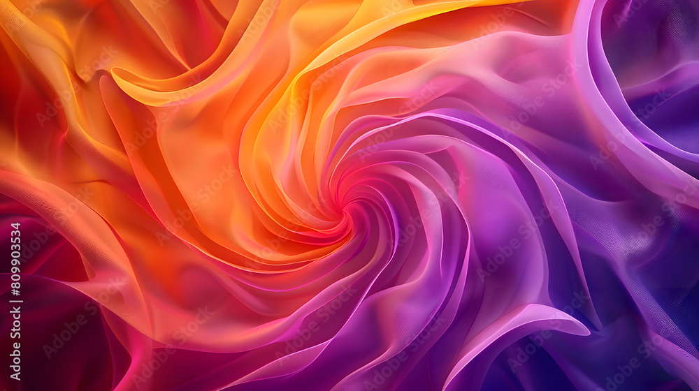 Sticker Bright orange purple flowing wavy spiral abstract background. Generative AI