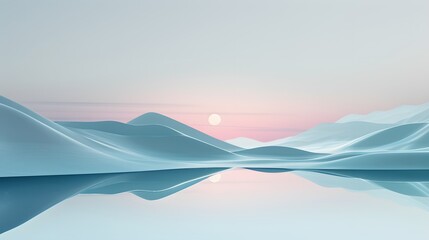 A minimalist abstract landscape with soft gradients, evoking a tranquil atmosphere with geometric accents, captured with an 8k camera, ratio