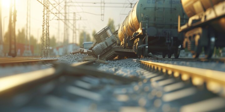 Accident on the railway tracks, the train went off the rails, tragedy, Generative AI.