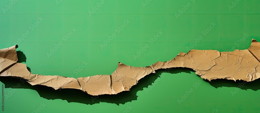 Aufkleber recycled torn cardboard piece with a copy space image isolated on a vibrant green background
