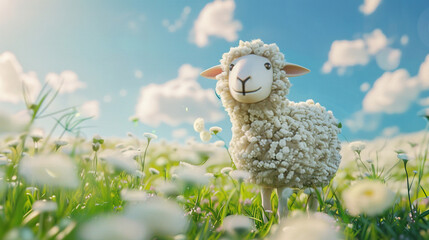A cute sheep on a meadow