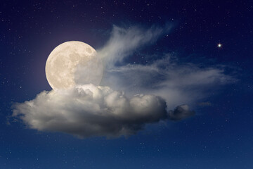 Starry full moon night cloud