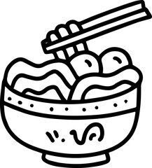 Noodles outline cartoon cute line doodle