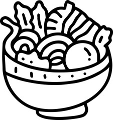 Noodles outline cartoon cute line doodle