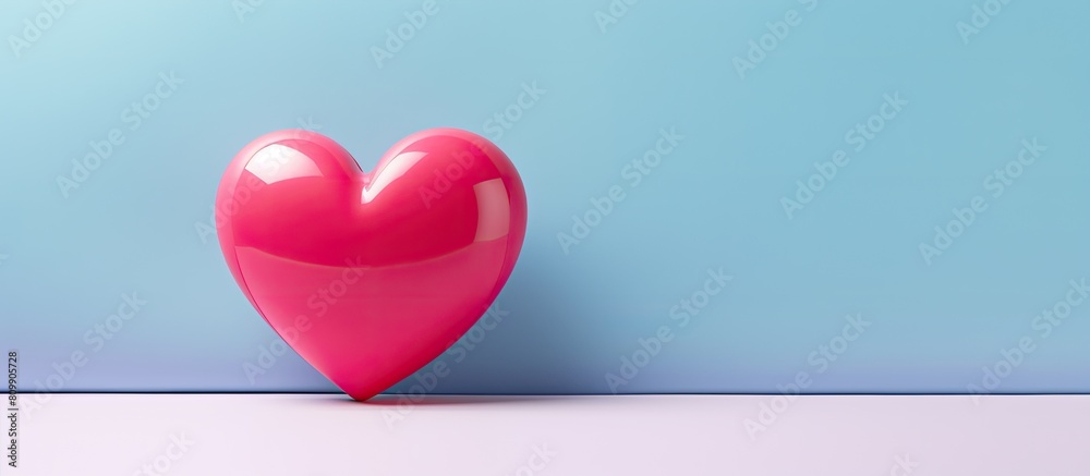 Fototapete A red heart is placed on a vibrant pink and blue background creating a visually striking image with ample copy space The concept behind the image revolves around health and donating