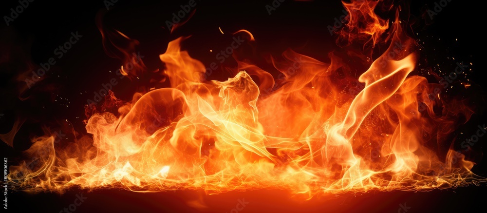 Poster a fiery representation of the euro currency symbol in the form of burning flames copy space image