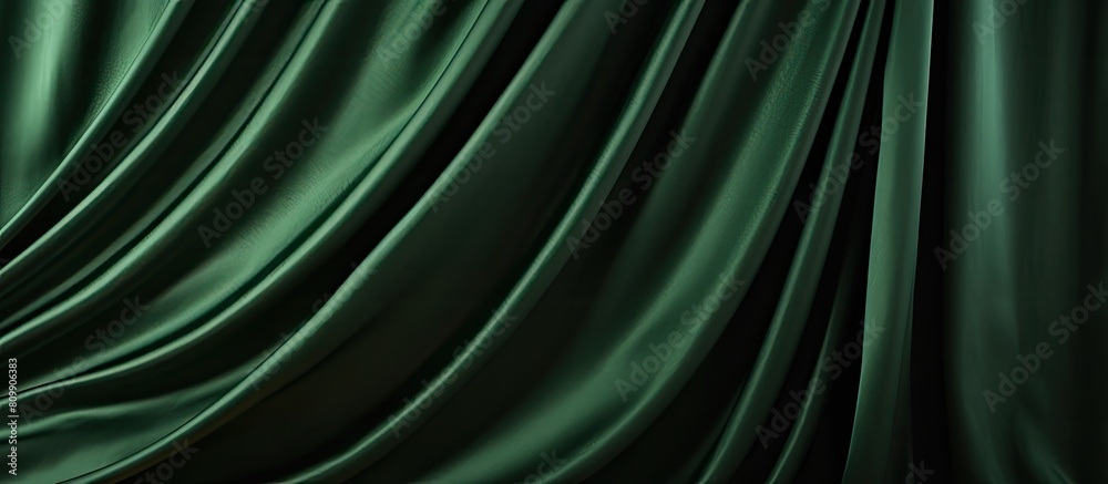 Aufkleber A close up image of a green fabric background with a draped curtain It has a Christmas texture and can be used as decorative wallpaper or web banner with copy space