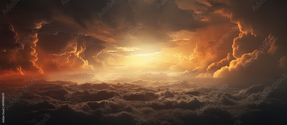 Aufkleber sunrise with epic storm clouds captured in a detail shot providing ample copy space image
