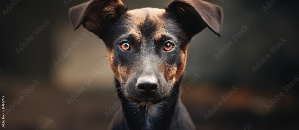 Aufkleber image of a stray dog with erect ears and ample copy space