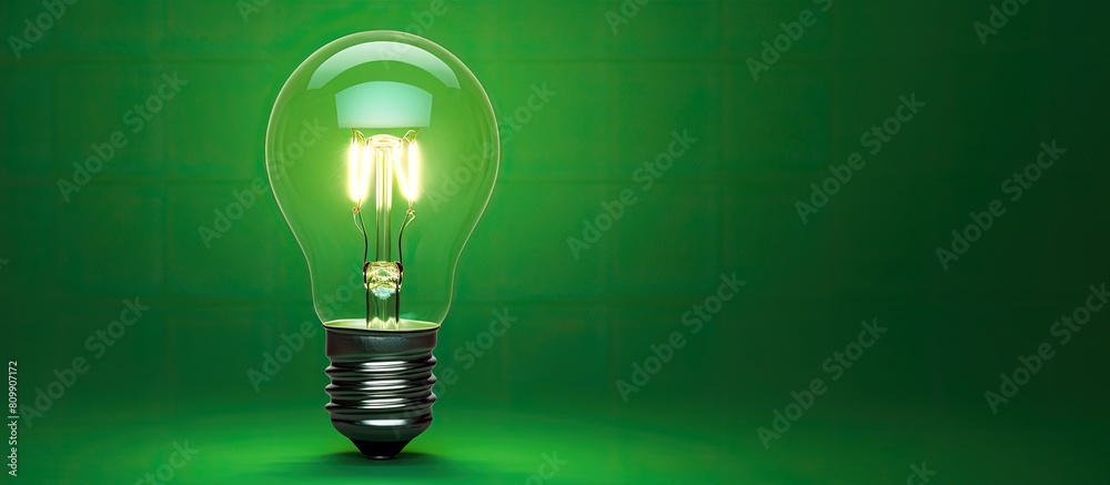 Aufkleber a minimal concept is conveyed through a copy space image of a light bulb on a green background