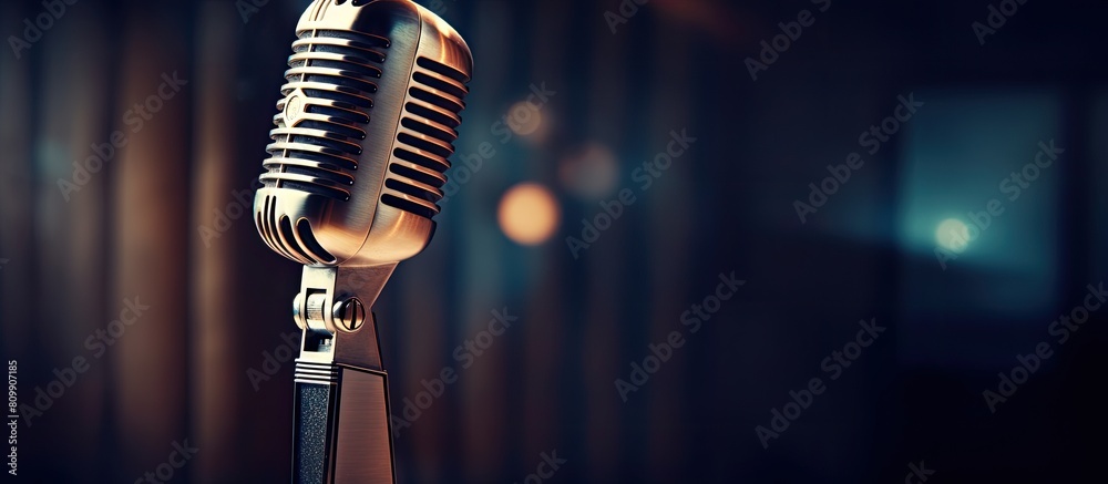 Aufkleber close up of a vintage style microphone with a tone that enhances its nostalgic appeal copy space ima