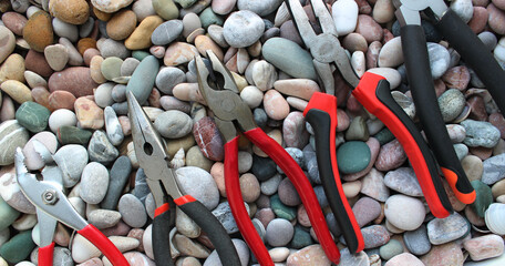 Stock Photo Of Slip Joint Pliers, Groove Pliers, Needle Nose Pliers And Linesman Pliers In Size...