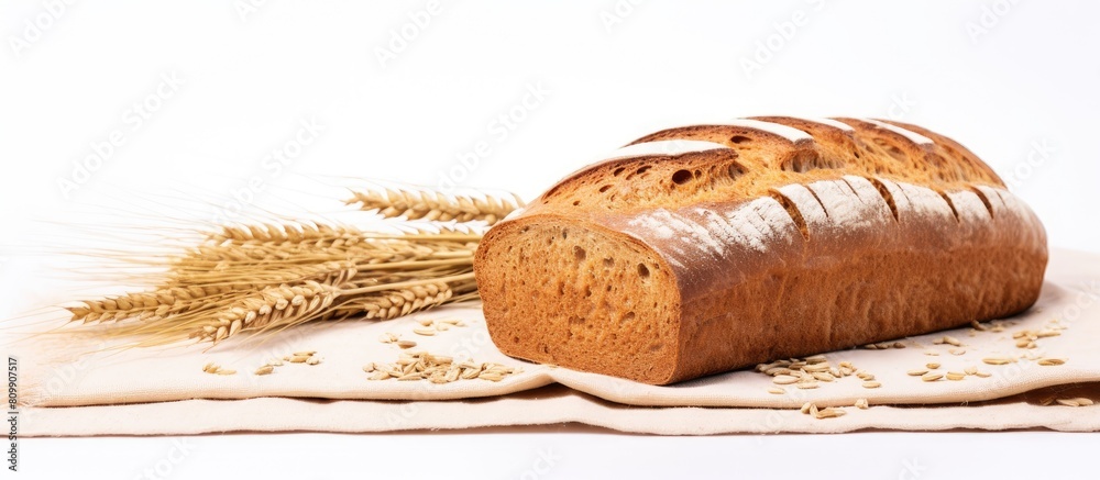 Poster A copy space image of rye bread with grains on a white canvas backdrop
