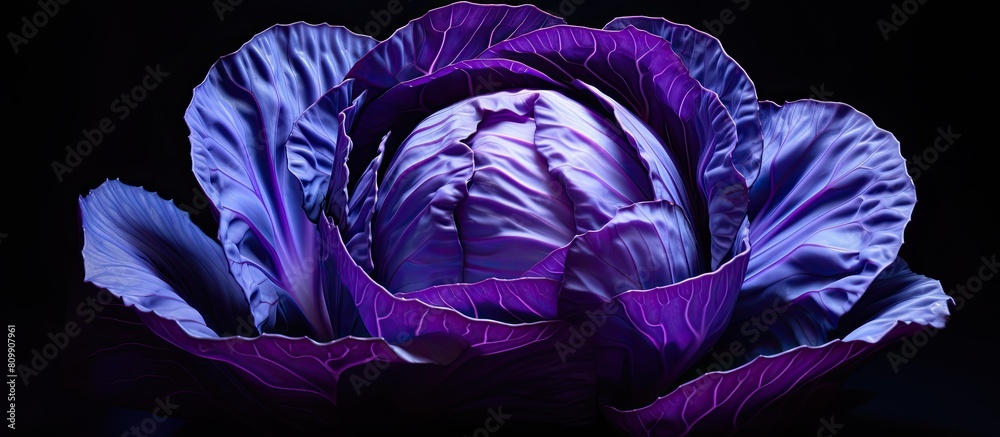 Poster A vibrant red cabbage with ample space for copy in the image