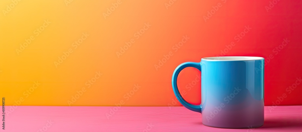 Poster A tea mug is placed on a colorful background with copy space image