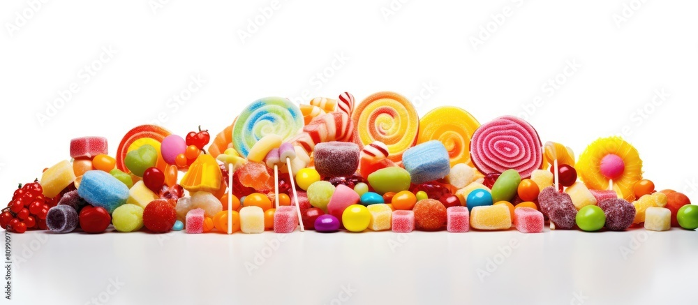 Aufkleber a vibrant assortment of candy arranged against a white background with ample copy space image