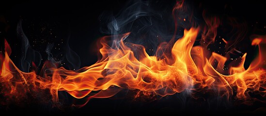 Fototapeta premium An image of a burning flame with a dark background offers a captivating visual with plenty of copy space