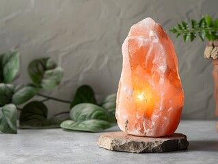 Himalayan Salt Lamp Glows with Natural Warmth and Tranquil Ambiance for Relaxation and Wellness