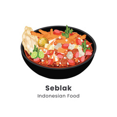 Hand drawn vector illustration of Seblak Indonesian food