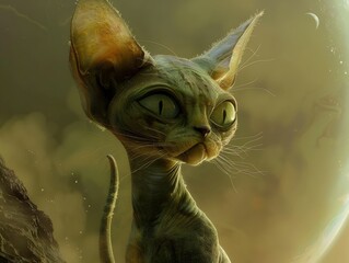 Enigmatic Feline-like Alien Encounters the First Humans on an Otherworldly Mission of Discovery and Intrigue