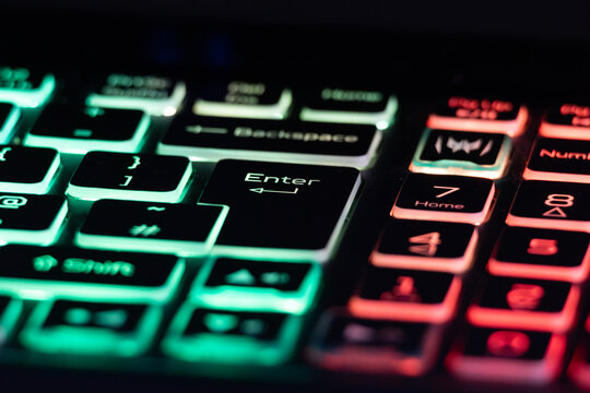 RGB Lit Keyboard with the "Enter" Key in Focus