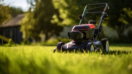 mowing the lawn