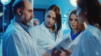 Doctor and patient in conversation, looking at digital tablet