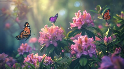 Rhododendrons and butterflies