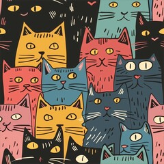 seamless pattern vector illustration of cat