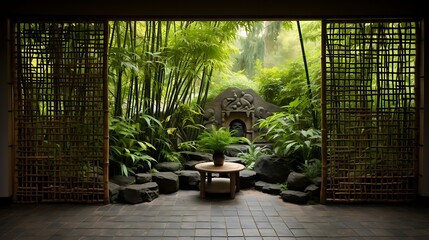 Bamboo screens for privacy and tranquility.