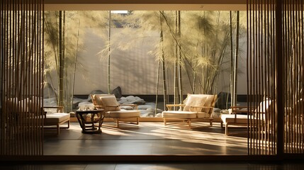 Bamboo screens for privacy and tranquility.
