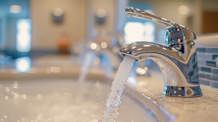 Sleek and simple. streamlined flow of a modern faucet, perfect for contemporary interiors