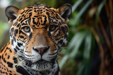Jaguar face, close up of a jaguar, Taking close up of a Leopard Portrait Terror of the Jungle an Aggressive, Ai generated