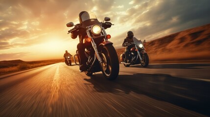 Naklejka premium motocross rider at sunset