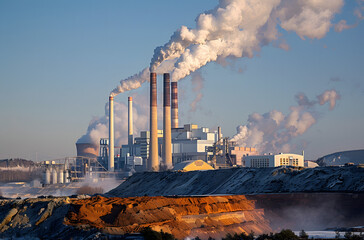 Fototapeta premium Energy Subsidies for a Greener Tomorrow: Coal Plant vs. Clean Energy Vision. Climate change mitigation