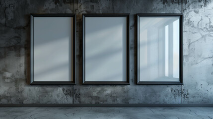 Three empty frame on the wall