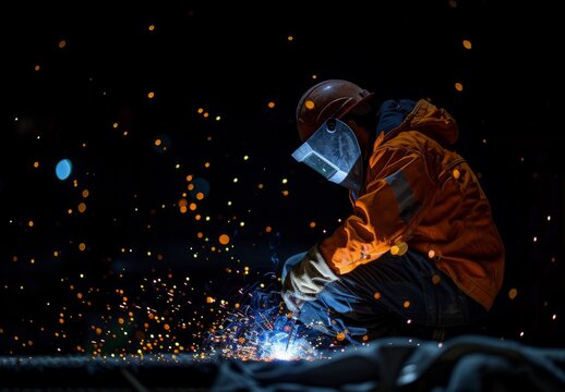 welder working at night