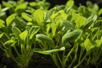 Naklejka premium Sunflower shoots. Organic nutrition eco. Generate Ai