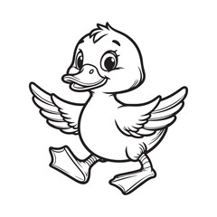 Obraz premium Line art of duck walking cartoon vector