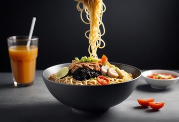Tasty bowl of noodles commercial advertisement photo