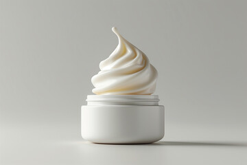 Moisturizing cream in bottle on white background, 3D render. Creative illustration with cream, mock up