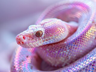 Fototapeta premium A beautiful albino snake with a mesmerizing stare.