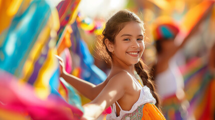 Young Latina dancing at a cultural festival